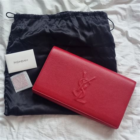 YSL Saint Laurent Belle Du Jour Red Leather Clutch Bag